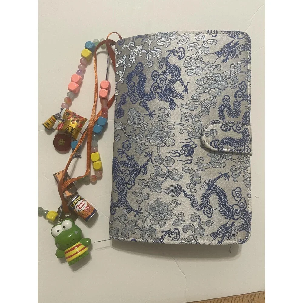 Handmade Junk Journal Asian Textile, Custom Charm, Black/African American